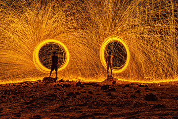 Steel wool photography,  fire painting