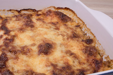 typical Italian lasagna on the platter