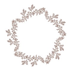 A wreath with dry branches. Postcard for holiday decoration. Doodle style. Festive wreath for mother's day, Easter, thanksgiving, birthday. Vector isolated illustration with branches. 