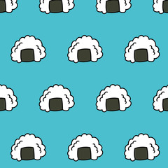 onigiri seamless doodle pattern, vector illustration