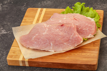 Raw pork steak for cooking