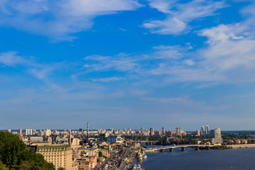 View of the Dnieper river and Kiev cityscape, Ukraine