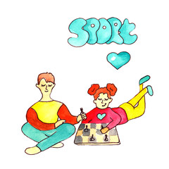 watercolor illustration of a happy family