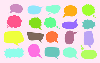 Set of colorful big speech bubbles