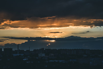 Golden sunset over the city of Krasnodar