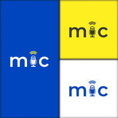 mic icon. modern logo template of mic. wireless mic symbol. logo design for microphone company. microphone logo template. 