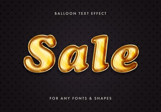 Sale Gold Foil Balloon Text Effect Mockup