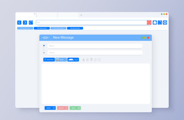 Blank minimal browser window for computer. Mockup for responsive web design. Email message window. Mail app interface. Vector illustration