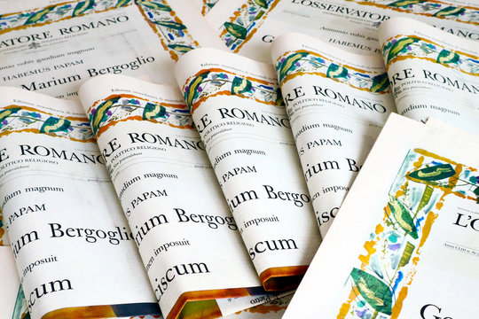 Vatican City, Holy See &ndash; March 13, 2013: Election of POPE FRANCIS, Special Edition of Official Vatican Newspaper L'Osservatore Romano of march 13, 2013 at 8.30 p.m.