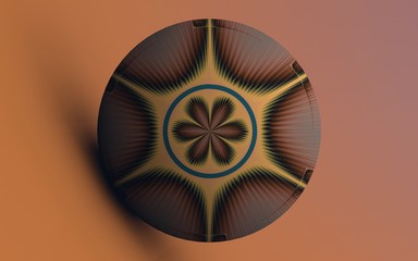 rendu 3D d'une sphère posée contre une forme