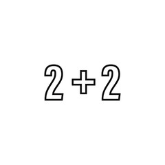 Blackboard 2+2 icon, mathematical example.