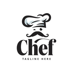 Chef Logo Design – Professional Cook Hat and Mustache Vector for Restaurant Branding