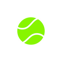 Green tennis ball icon, on the white background.