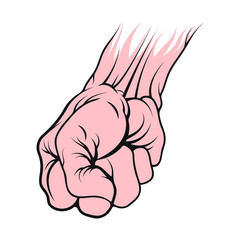 Hand-drawn male fist down with a black stroke.