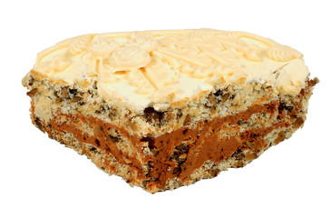close up of cake isolated on white background