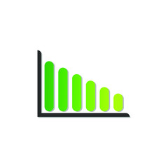 Green bussines graph icon with falling chart.