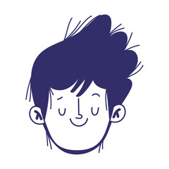 young man face male character cartoom isolated design