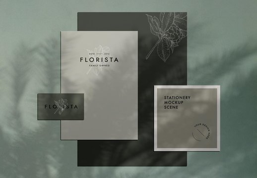 Stationery Mockup Scene with Shadow Overlay
