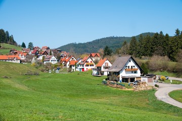 Fototapeta na wymiar A small hamlet in the Hills in black forest, Germany