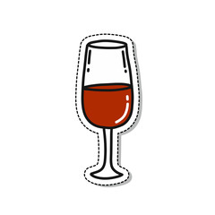 Naklejka na ściany i meble glass of wine doodle icon, vector illustration