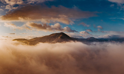 Sunset over clouds in Maramures