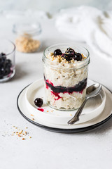 Oat Porridge in a Jar with Blackcurrant