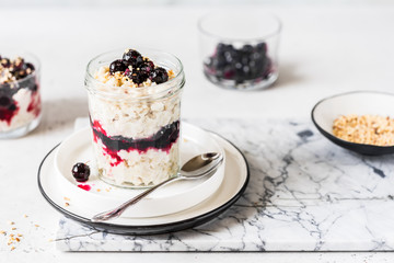 Oat Porridge in a Jar with Blackcurrant