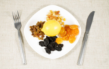 close up of dried fruits on plate at kitchen