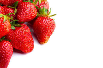 Juicy and beautiful strawberries on isolated white background
