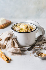 Oat Porridge in a Sauce Pan