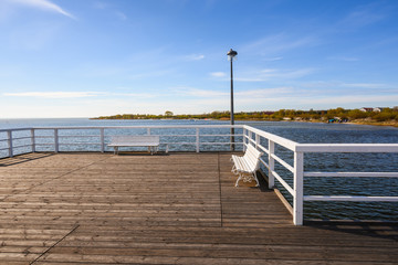The pier in Jastarnia, a popular tourist destination on the Baltic Sea in Poland