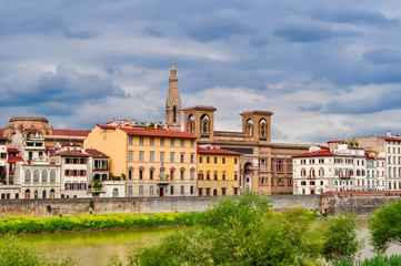 Fototapeta premium National Central Library on Florence embankment, Italy
