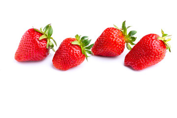 Juicy and beautiful strawberries on isolated white background