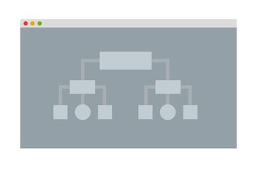 Monitor screen with architecture diagram in programming environment flat icon vector isolated.