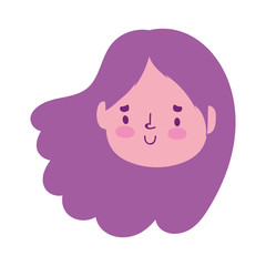 smiling girl face character cartoon isolated design icon