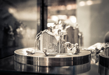 Object printed on metal 3d printer close-up.