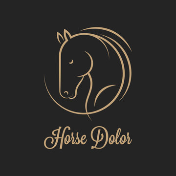 Horse logo vector. Silhouette of horse on black