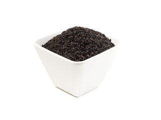 Fototapeta na wymiar black sesame seeds, isolated on white background
