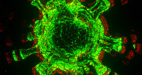 Render with coronovirus in glitch style