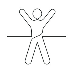 Continuous line drawing of human on white background. Icon of human. Vector illustration
