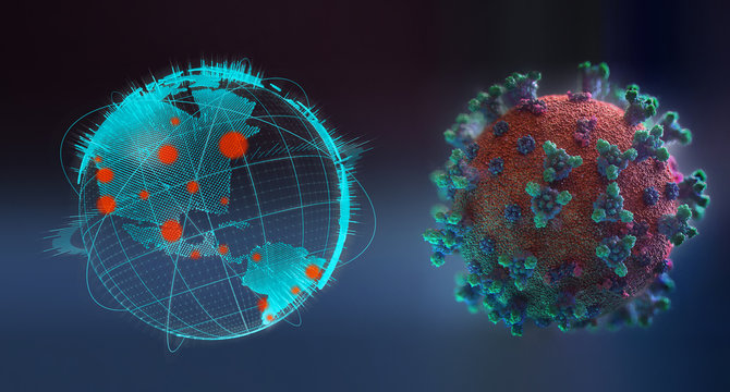 Coronavirus next to pandemic outbreaks on globe