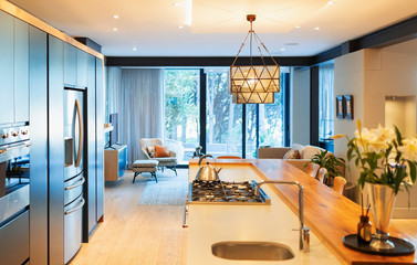 Modern home showcase interior kitchen and living room