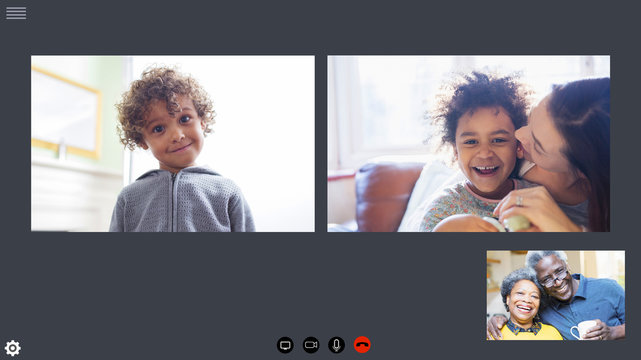 Happy family video conferencing grandparents in COVID-19 quarantine