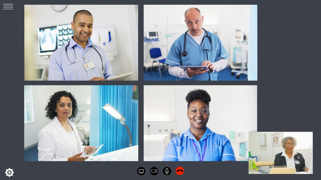 Doctors and nurse video conferencing during COVID-19 pandemic