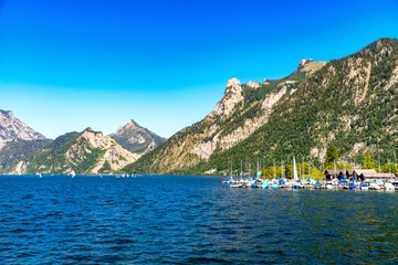Obraz premium Ebensee on Traunsee, Lake Traun, Salzkammergut, Austria.