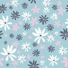 Seamless floral pattern with plants. Vector abstract flowers leaves background for case, textile, fabric, interior decor.