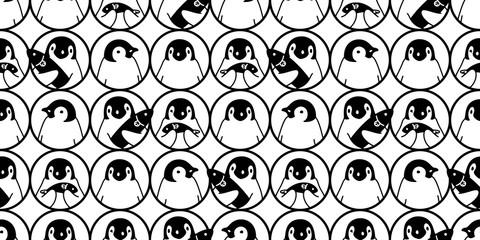 penguin Seamless pattern bird vector cartoon polka dot scarf isolated tile background repeat wallpaper illustration doodle design
