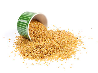 sesame seeds on white background