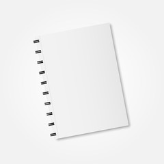 Blank white and grey book cover vector illustration on white background.