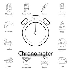 fast food chronometer outline icon. Set of food illustration icon. Signs and symbols can be used for web, logo, mobile app, UI, UX on white background
